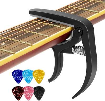 Kapodaster Für Gitarren Guitar Capo Mit 6 Plektren Stimmgerät Gitarre Gitarrenzu