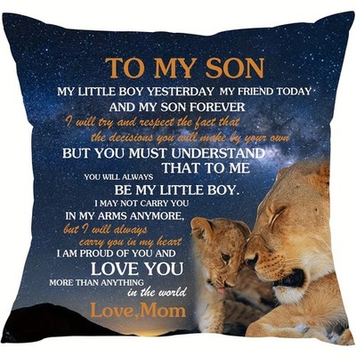 1p Mom to Son Lion Pillow Case ''I Love You'' Quote Decorative Throw Cushion Cover