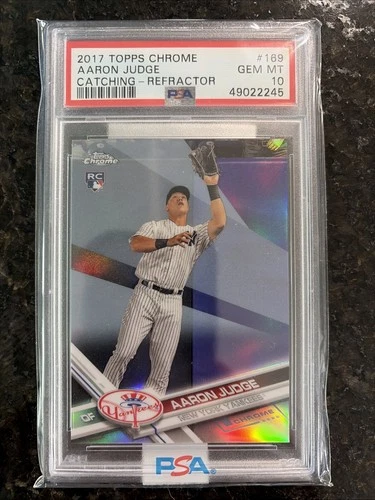 2017 Topps Chrome Aaron Judge #169 Catching Refractor Gem Mt Psa 10