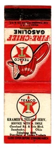 TEXACO FIRE CHIEF matchbook matchcover - KRAMER'S SERVICE - SANDUSKY, OHIO
