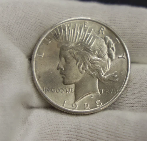 1925 US Peace Silver Dollar $1 AU (Cleaned)
