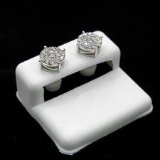 10K White Gold Diamond Cluster Stud Earrings – 0.98CT natural diamonds