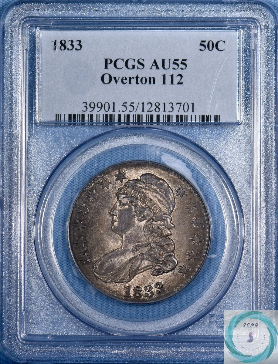 Circulated 1833 Year US Early Half Dollar Coins (1794-1839) for