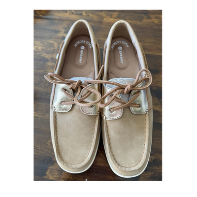SPERRY Women's Leather Boat Shoes Beige Tan/ Gold US Size 8