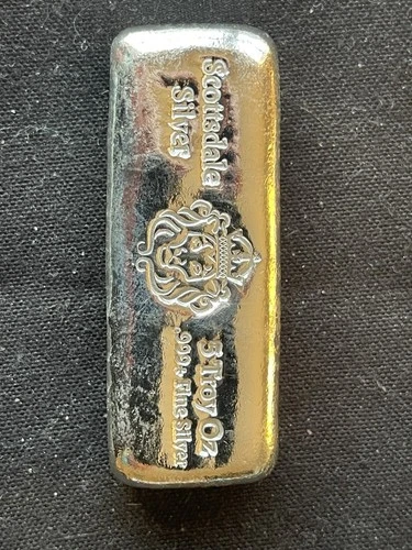 5 oz Scottsdale Silver CAST Bullion Bar .999+ Silver Bar Nice!