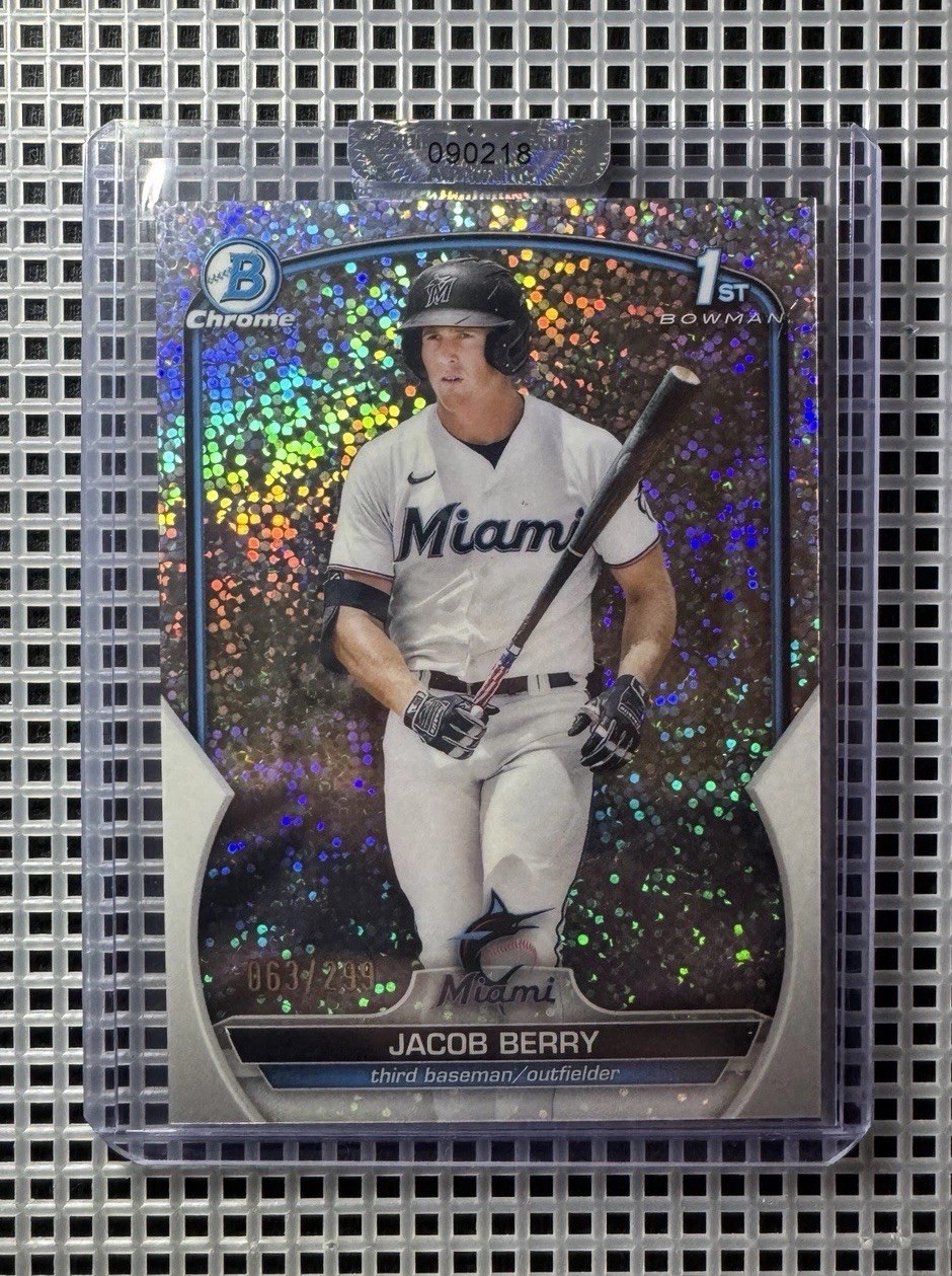 JACOB BERRY 1st Bowman Speckle Refractor 2023 Bowman Chrome #063/299 #BCP-108