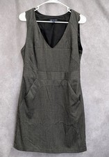 Gap Womens Gray Sleeveless V-Neck Sheath Dress with Pockets Size 8 Charcoal