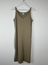 A New Day Womens Medium Maxi Tank Dress Solid Tan V Neck Sleeveless