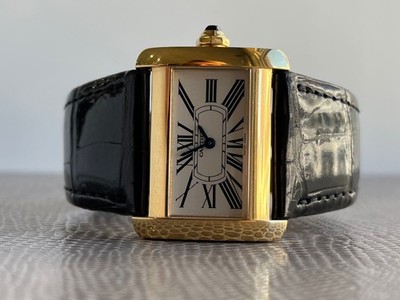 Vintage Cartier 18k Yellow Gold mini Tank Divan Watch with service paper 