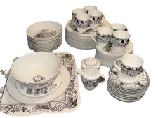 MIKASA Parisian Scenes Dishes 66 Pc, Service 12 Extras New In Box Hard To Find