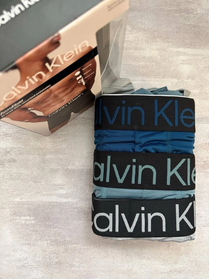 Cuecas boxer masculinas Calvin Klein pacote com 3 masculinas tamanho G cores sortidas elásticas - Imagem 2 de 2