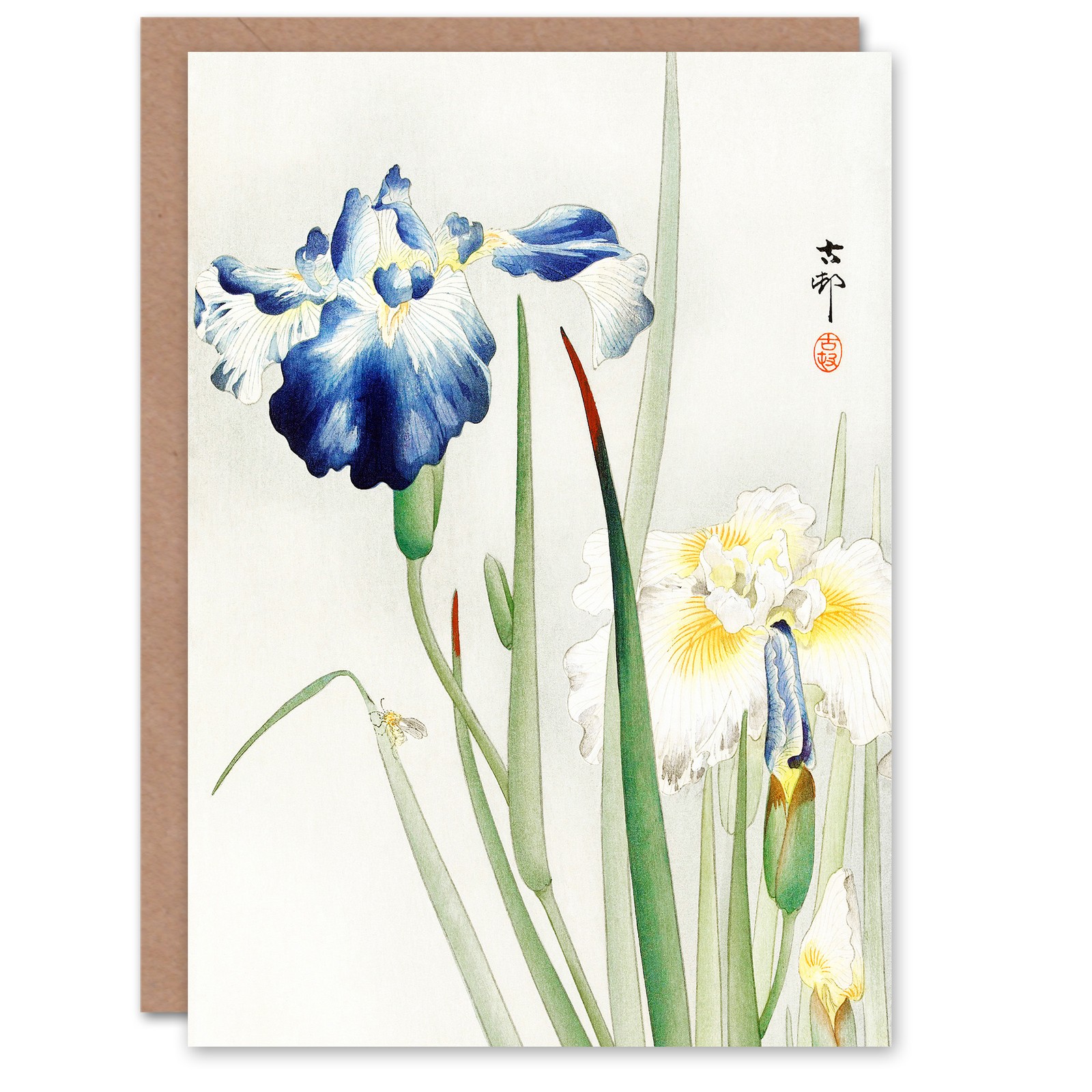 Ohara Koson Art Card Irises Floral Vintage Japanese Ukiyo-e