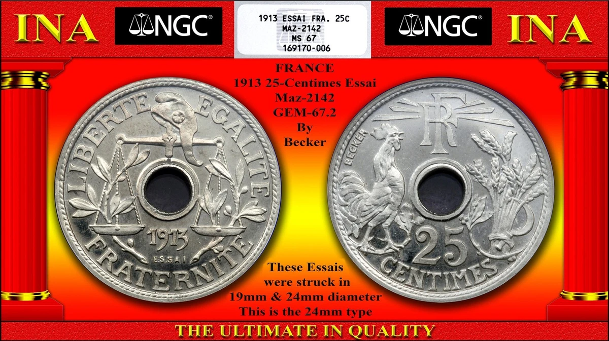 銅貨 1913年 フランス 10サンチームNGC AU 58 BN アンティーク 1913 Year French Coins for sale | eBay