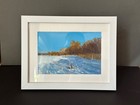 LANDSCAPE ORIGINAL PAINTING Impressionism ART OIL PASTEL Winter art