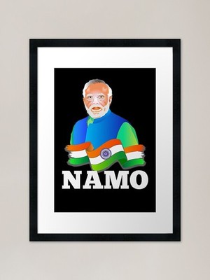 Namo-Narendra Modi gerahmter Kunstdruck gerahmt Wandbild Poster Leinwanddruck Bild