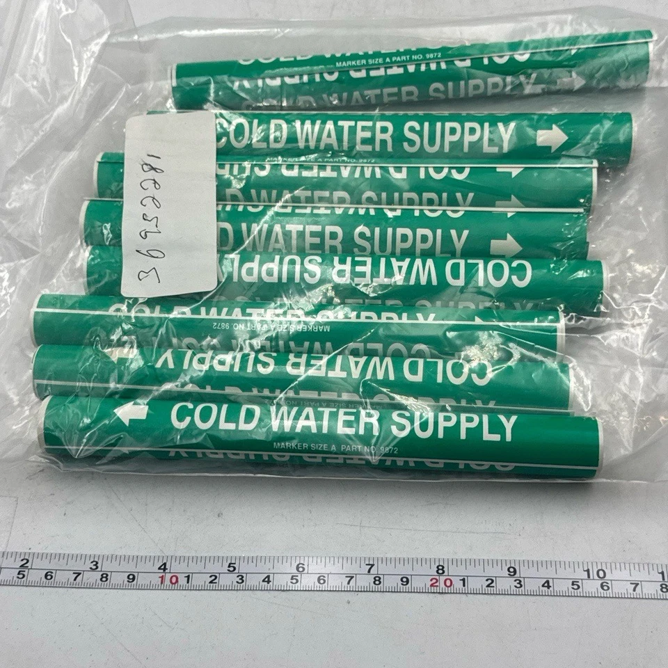 Pipe Marker w/ Cold Water Supply Legend & Arrow Graphic 3/4 to 1" Pipe OD 8Pack - Image 4 of 4