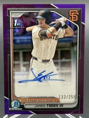 2024 Bowman Draft JAMES TIBBS III 1st Purple Refractor Auto /250 