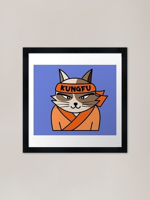 Kungfu Cat graphic Framed Art Print Framed Wall Art Poster Canvas Print Picture