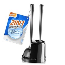 Toilet Plunger and Brush, Bowl Brush and Heavy Duty Toilet Plunger Set Black