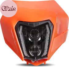 LED Motorcycle Headlight Dirt Bike DRL Headlamp with Bezel Compatible with Motoc