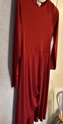 Sofia Jeans by Sofia Vergara Red Asymmetric Wrap Dress Long Sleeve Size L