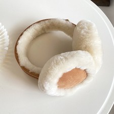 Women's Men's Real Sheep Fur Earmuffs Winter Warm Ear Muffs Outdoor Ski Earflap