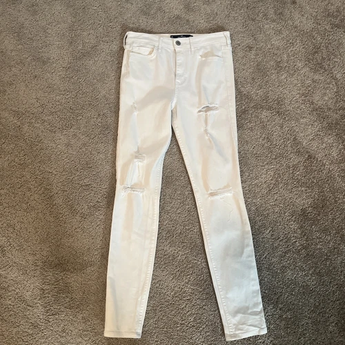 Hollister High-Rise Super Skinny Stretch Jeans - White - Size 5R 27x30 - EUC