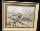 "Bucks County Cabin Run (Loux) Bridge" June L Webb watercolor painting frame — photo 1