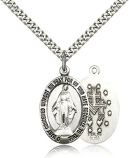 Our Lady of Miraculous Medal Pendant For Men - .925 Sterling Silver Necklace ...