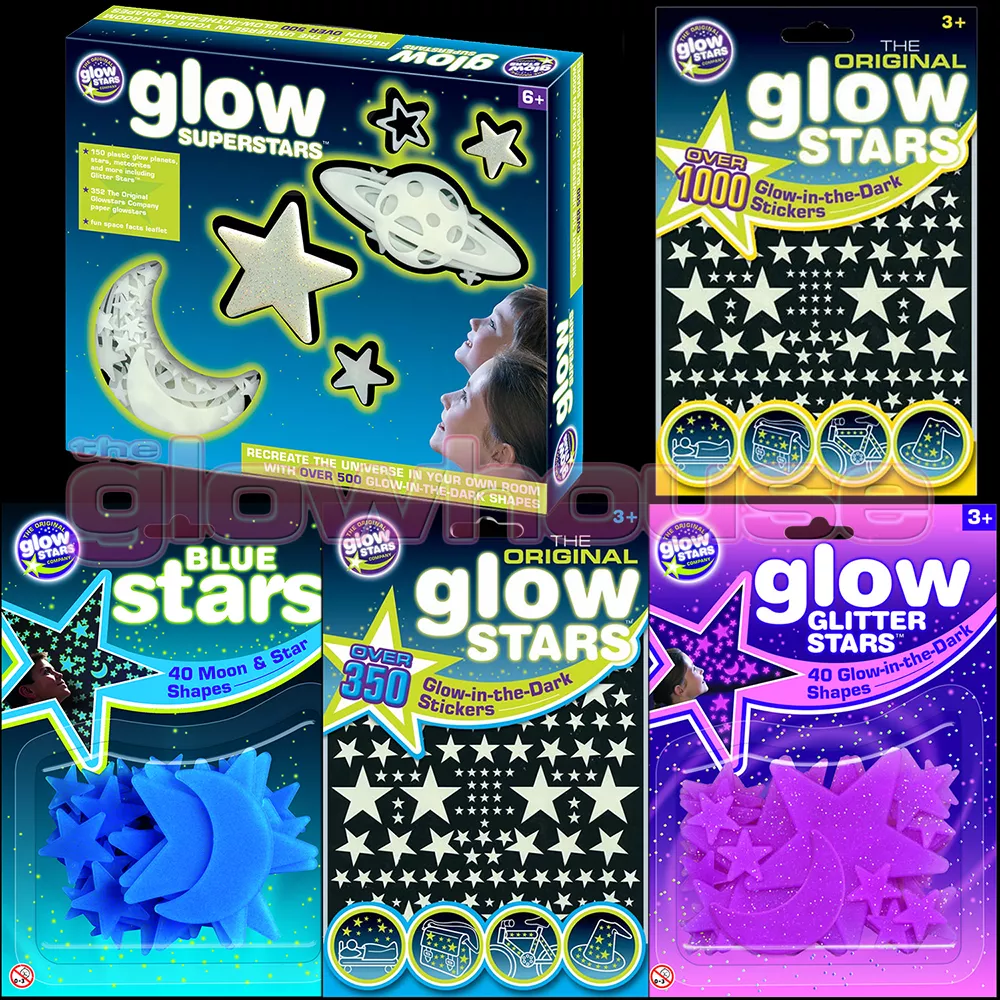 Glowstars Glow In The Dark Stickers Stars - Blue Pink Glitter