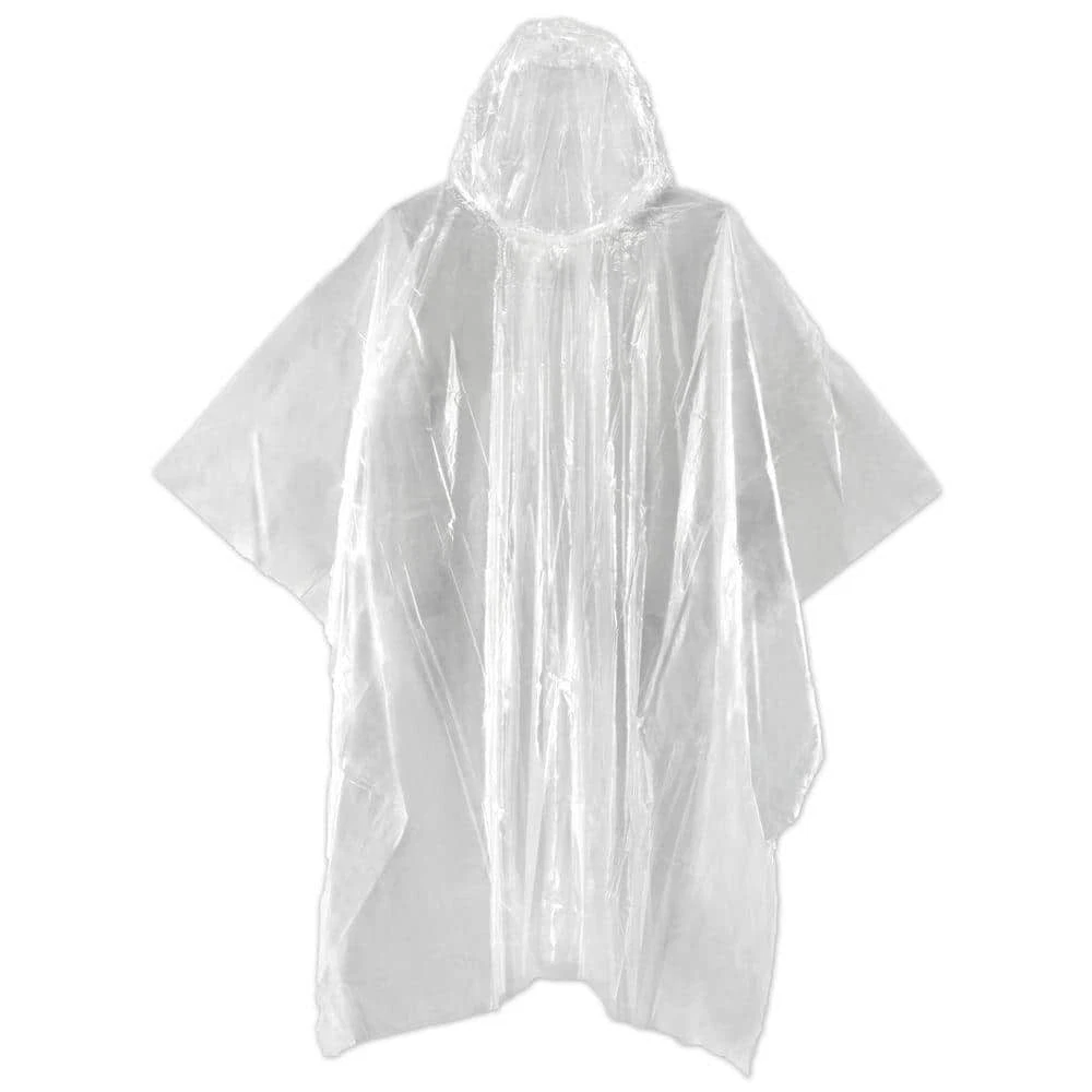 Clear Plastic Rain Poncho with Waterproof Hooded Ponchos Packable | eBay