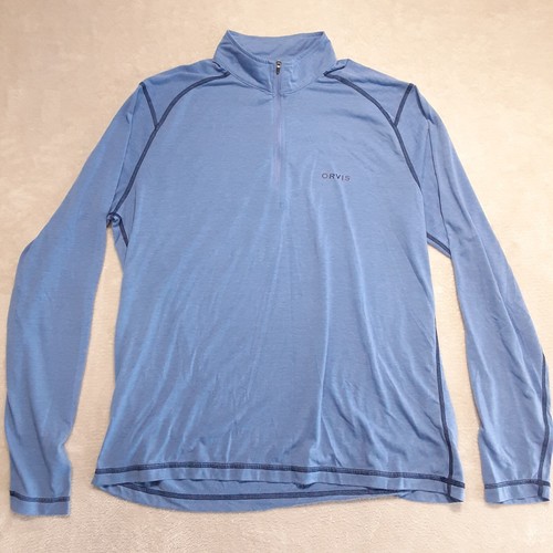 Orvis Mens 1/4 zip Pullover Athletic Sweat Shirt Sz.Large/Blue Lightweight  - Picture 1 of 9