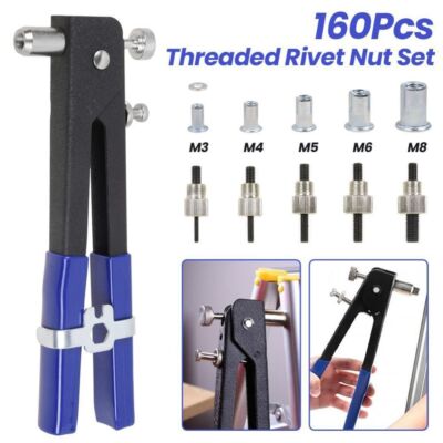 160X Hand Threaded Nut Riveter Gun M3-M8Insert Tool Riveter Rivnut Nutsert Kit