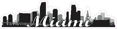 10in x 2.5in Script Miami Skyline Sticker Car Truck Vehicle Bumper Decal