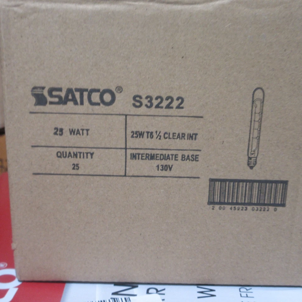 25 LOT SATCO S3222 25W 130V T6.5 CLR E17 INTERMEDIATE BASE FREEZER BULB - Image 2 of 2