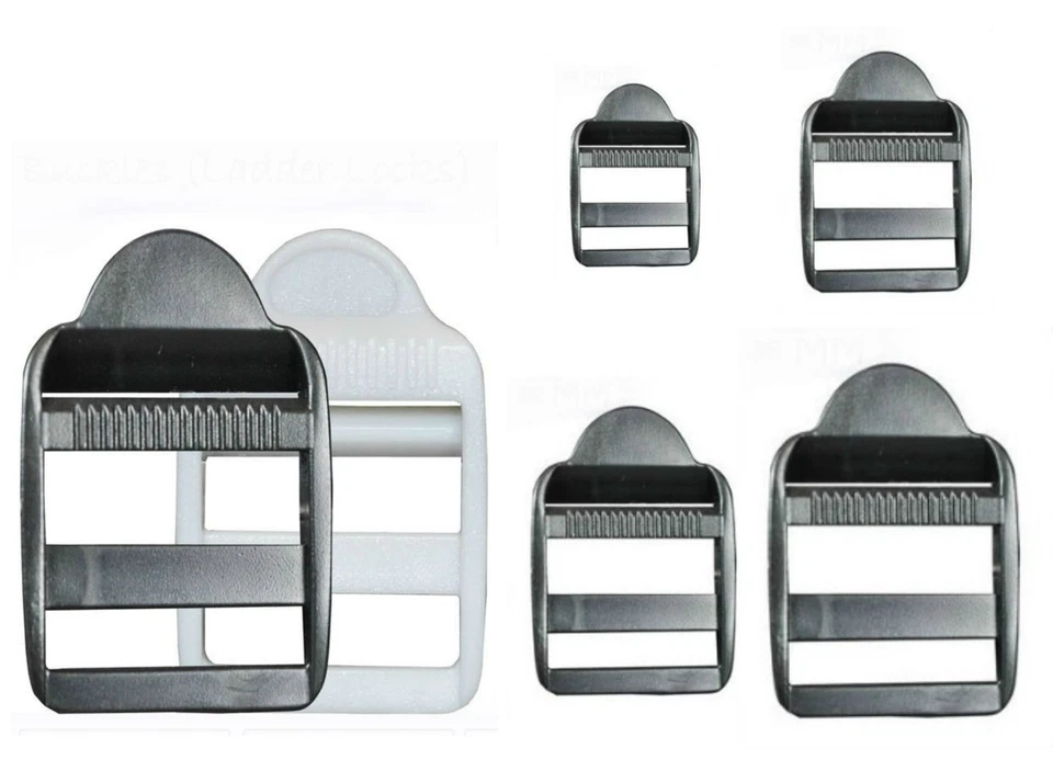Boucles d’échelle en plastique PLL, Noir/Blanc, Sangle 16 à 38mm - Photo 2/2