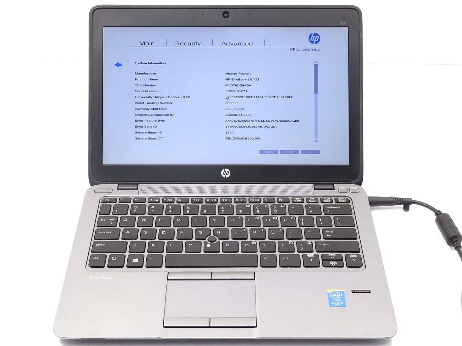 HP EliteBook 820 G2 Core i5-5300U 2.30GHz 4GB Laptop No HDD - Start up