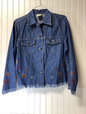 WOMENS MONIQUE BLUE JEAN 100% COTTON DENIM 5 BUTTON EMBELLISHED JACKET SIZE 10