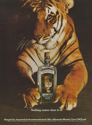 1968 Bengal Gin - Tiger Paws Hold Bottle - 