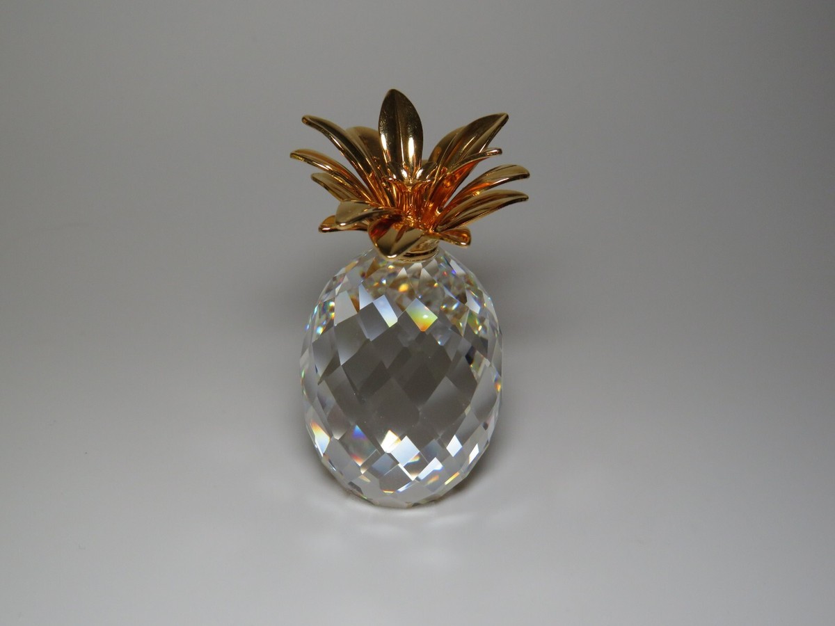 Swarovski Pineapple With Smooth Gold Leaves 2.5