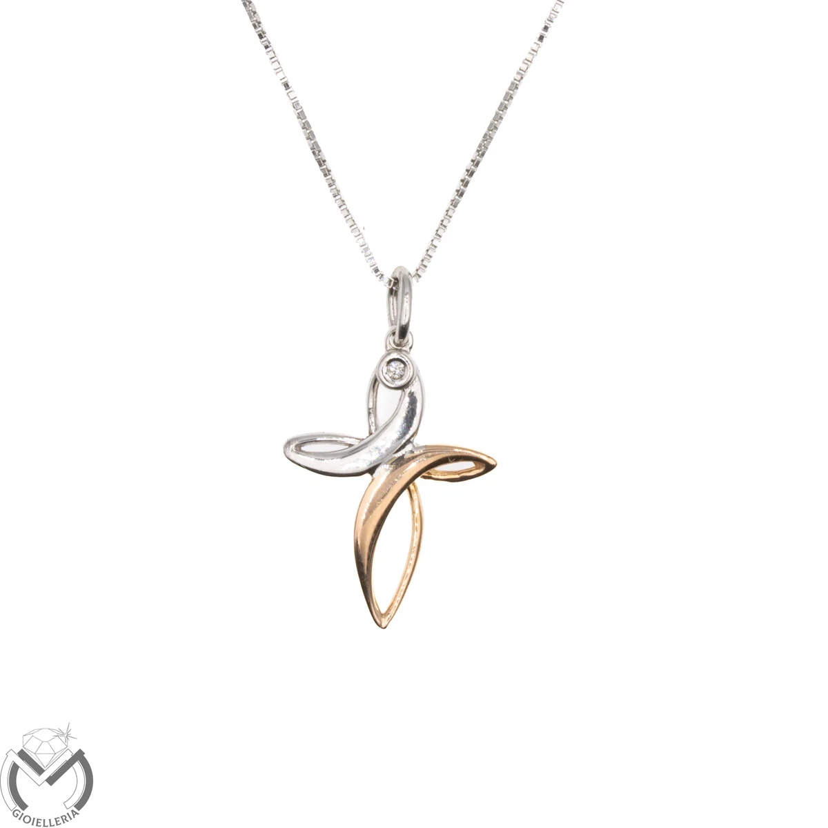 Pendentif Croix En Or 18 Carats Avec Diamants 1,70 Carat - Poids 3,04 G - Occasion