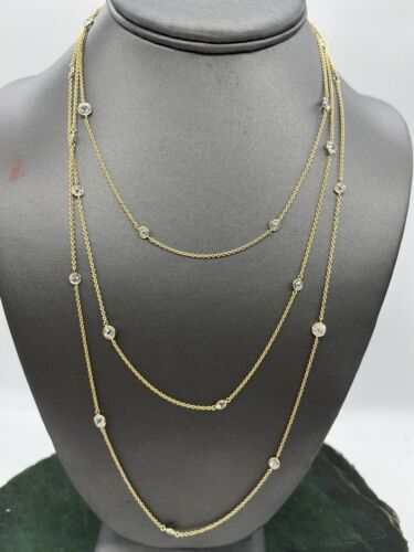 Simple Long Gold Tone Necklace With Clear