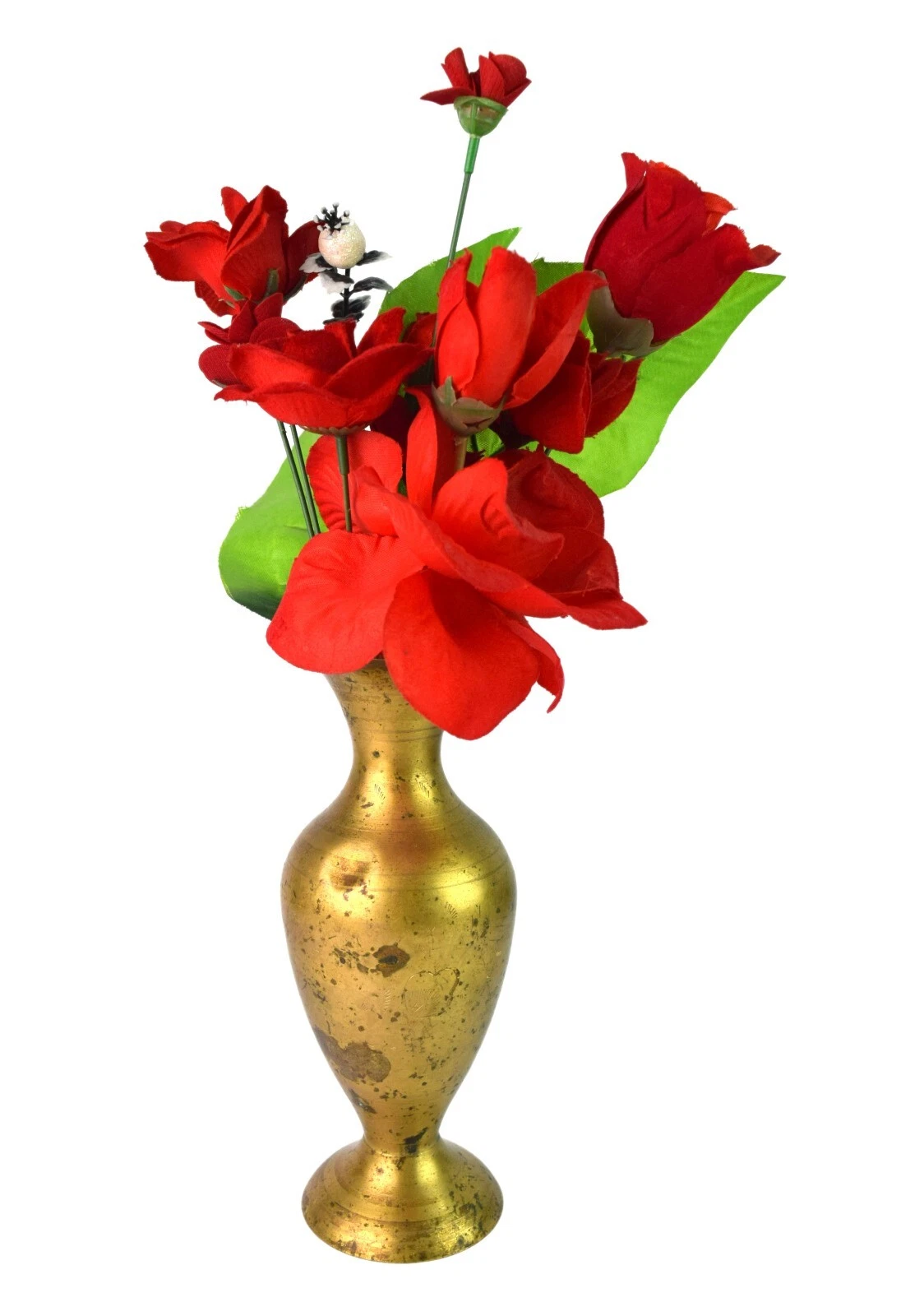 Handcrafted Indio Jarrón Florero Clásico Aspecto Latón de Mesa Decorative.