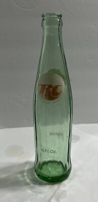 Vintage RC 10 oz Empty Ribbed Green Glass Bottle Royal Crown Cola Soda Pop 1970s