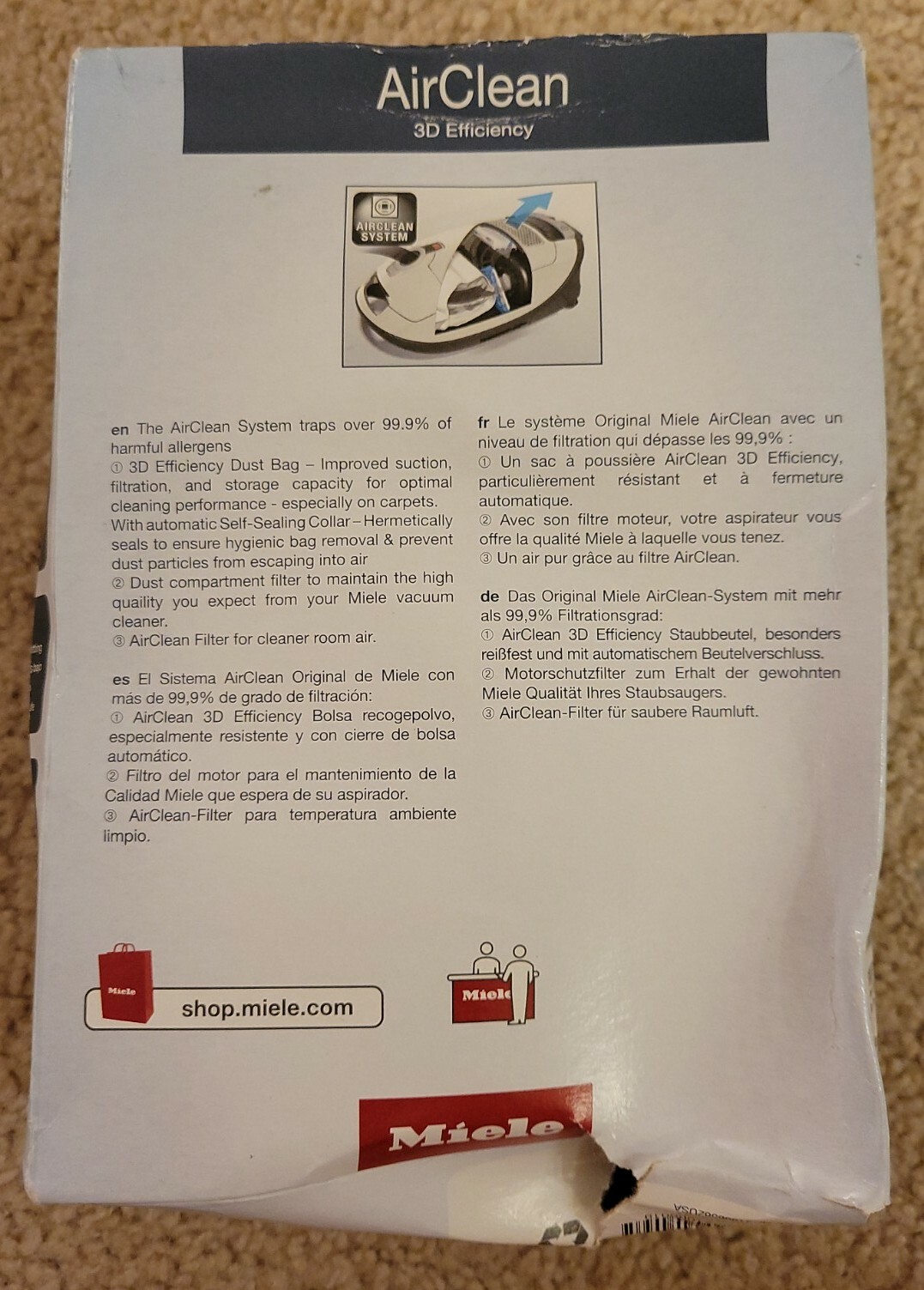 miele airclean 3d efficiency dust bolsa