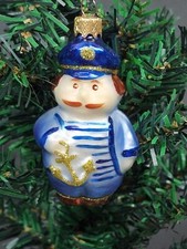 Hand Decorated Glass Keepsake Ornament - Charming Sailor Design