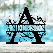 Monogram Metal Sign - Address Plaque for House - Custom Name Sign - Front Porch