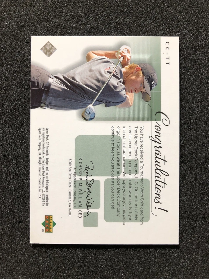 2002 Upper Deck SP Authentic TY TRYON #CC-TT Insert COURSE CLASSICS * GAME-USED  - Image 4 of 4