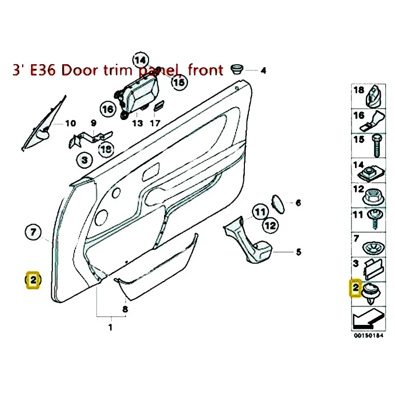 Зажимы фиксаторы внутренней дверной панели No 51411973500 для BMW E36 318i 318is 30 шт. - Изображение 4 из 4