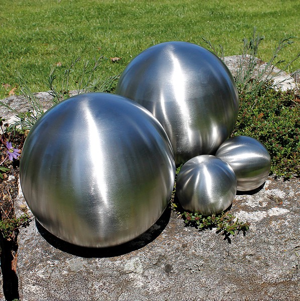 Edelstahl Dekokugel 4Er Set Silber Matt - 10 / 15 / 20 Cm - Garten Schwimm Kugel-image